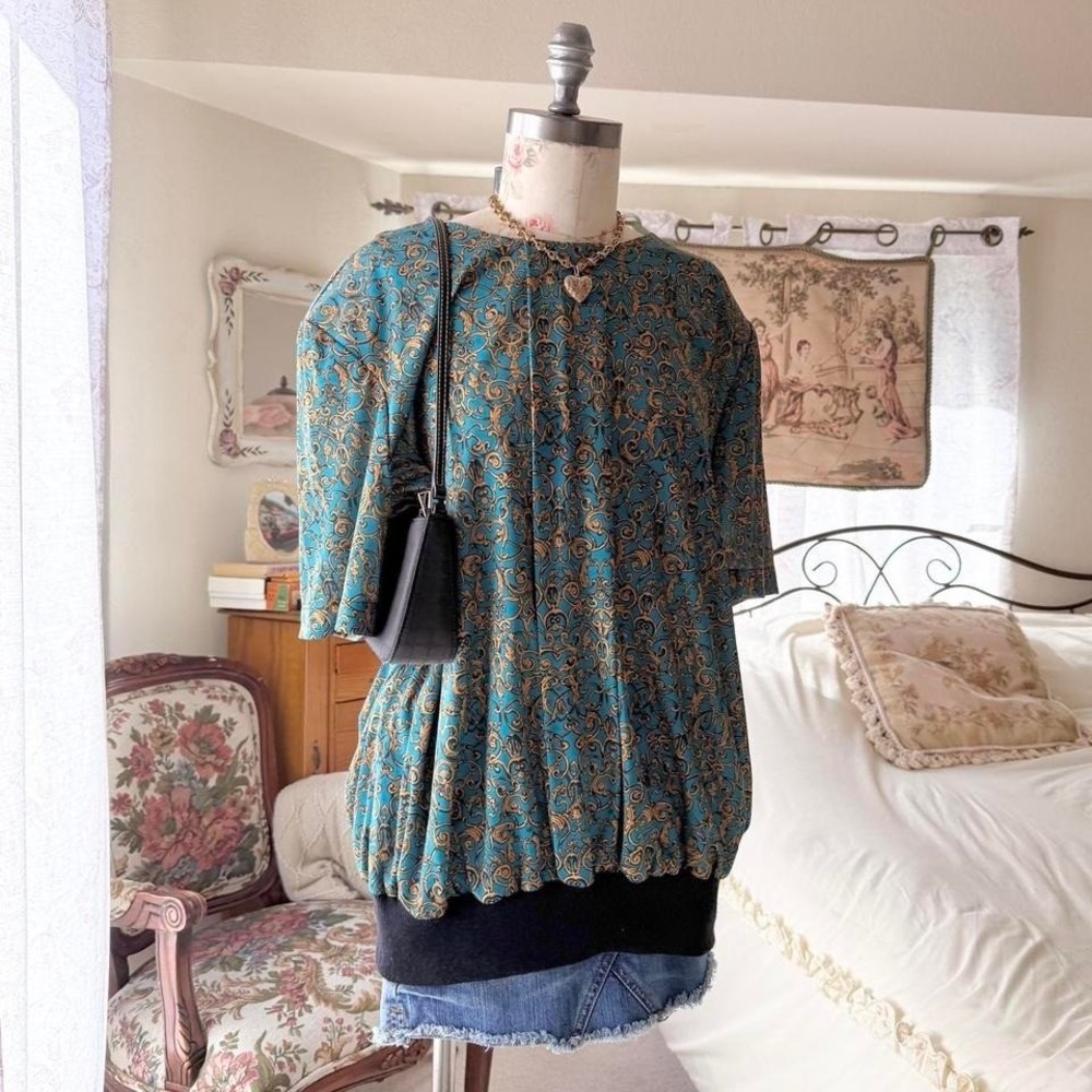 80s boho‎ teal top